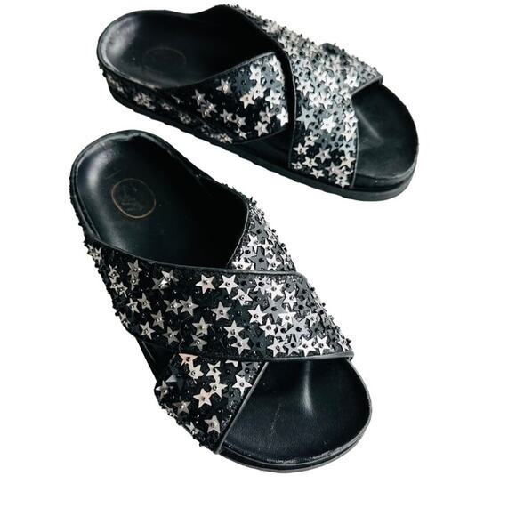 ASH Uranus Star Sequin Embellished Crisscross Slide Sandal Size 35 US 5/6 - Picture 2 of 8